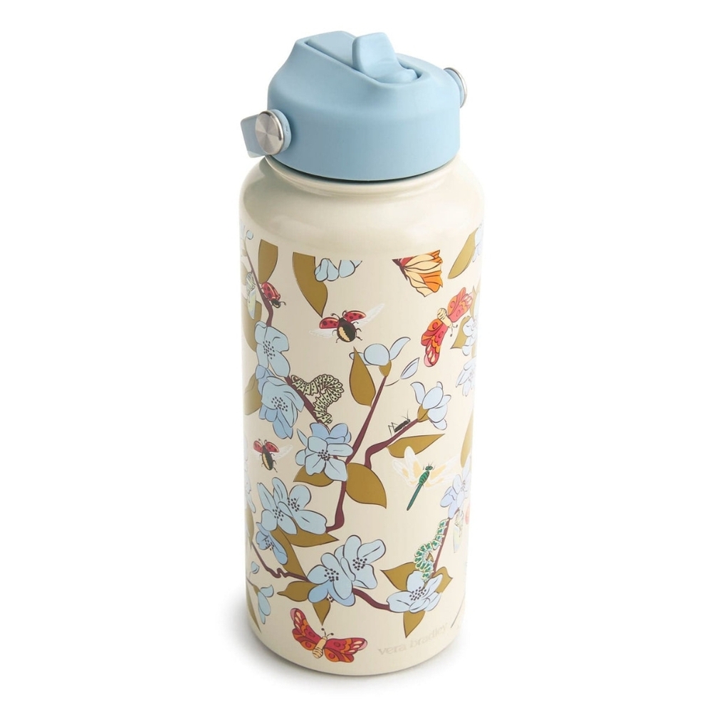 Vera Bradley Abuzz Butterfly Lady Bug 32 Oz Flip Top Stainless Steel Waterbottle